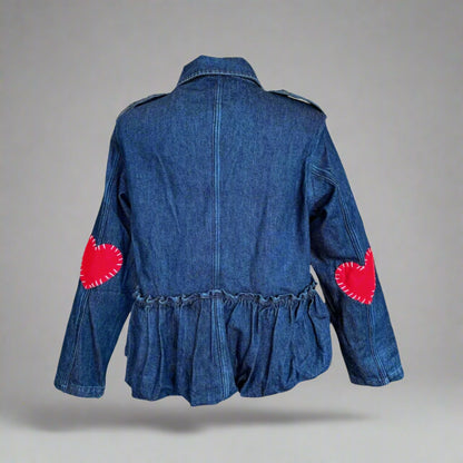 DARK DENIM PEPLUM JACKET