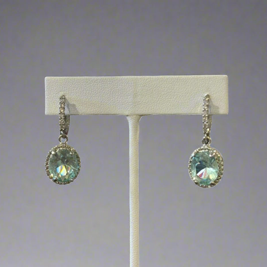 BLUE STONE CRYSTAL CZ EAR-EARRING