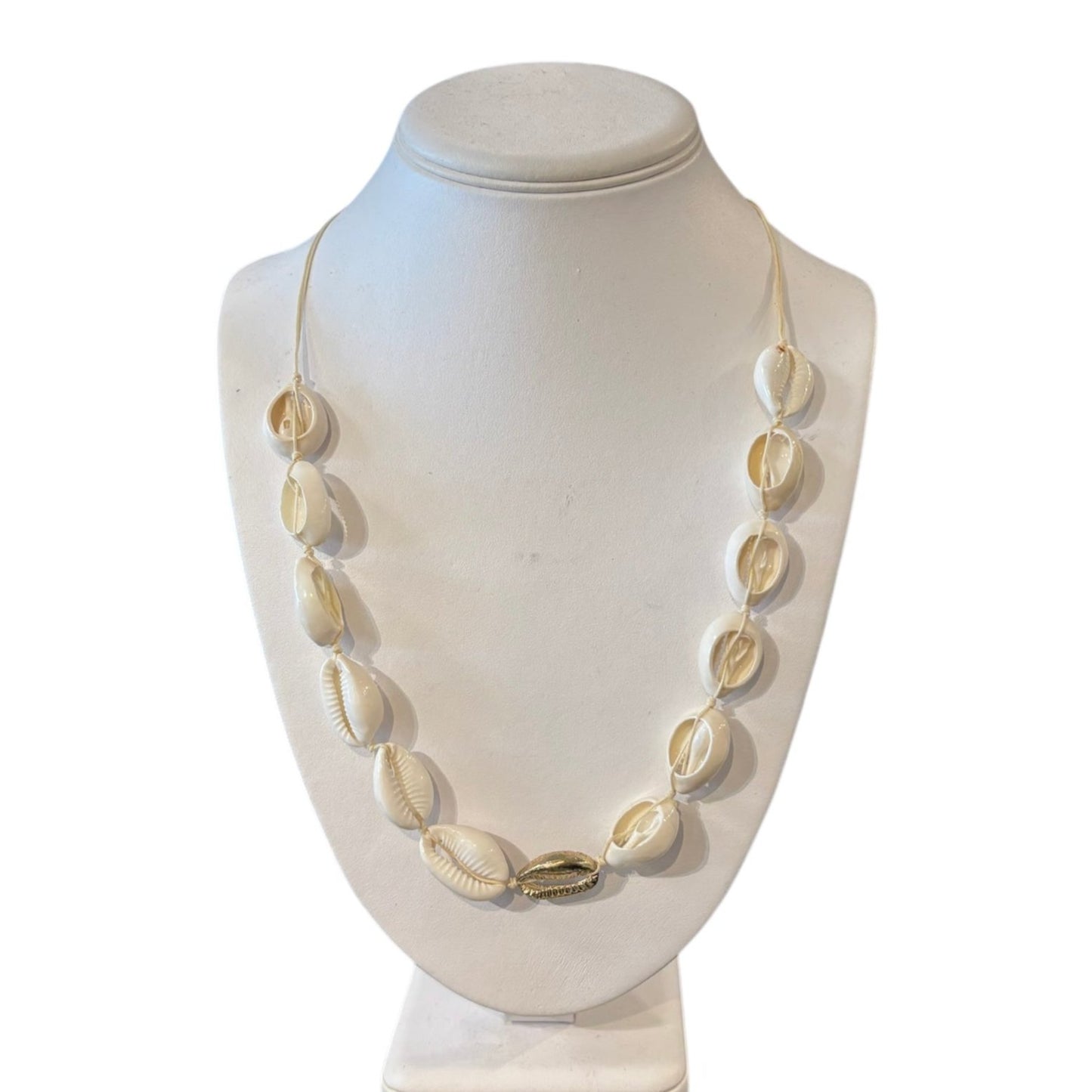 WHT SHELL WHTCORD NECKLACE-NECKLACE