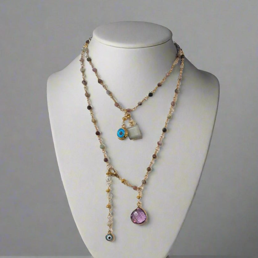 EVIL EYE AMAZONITE AMETHYST NEC