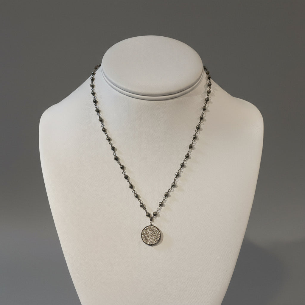 PYRITE YELLOW GOLD PAVE NECKLACE