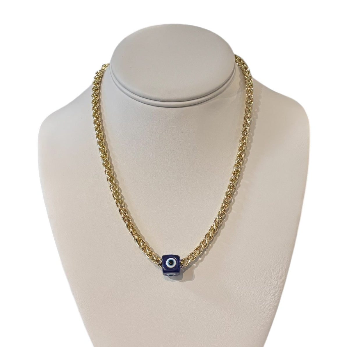 EVIL EYE BEAD ON BARREL CHAIN