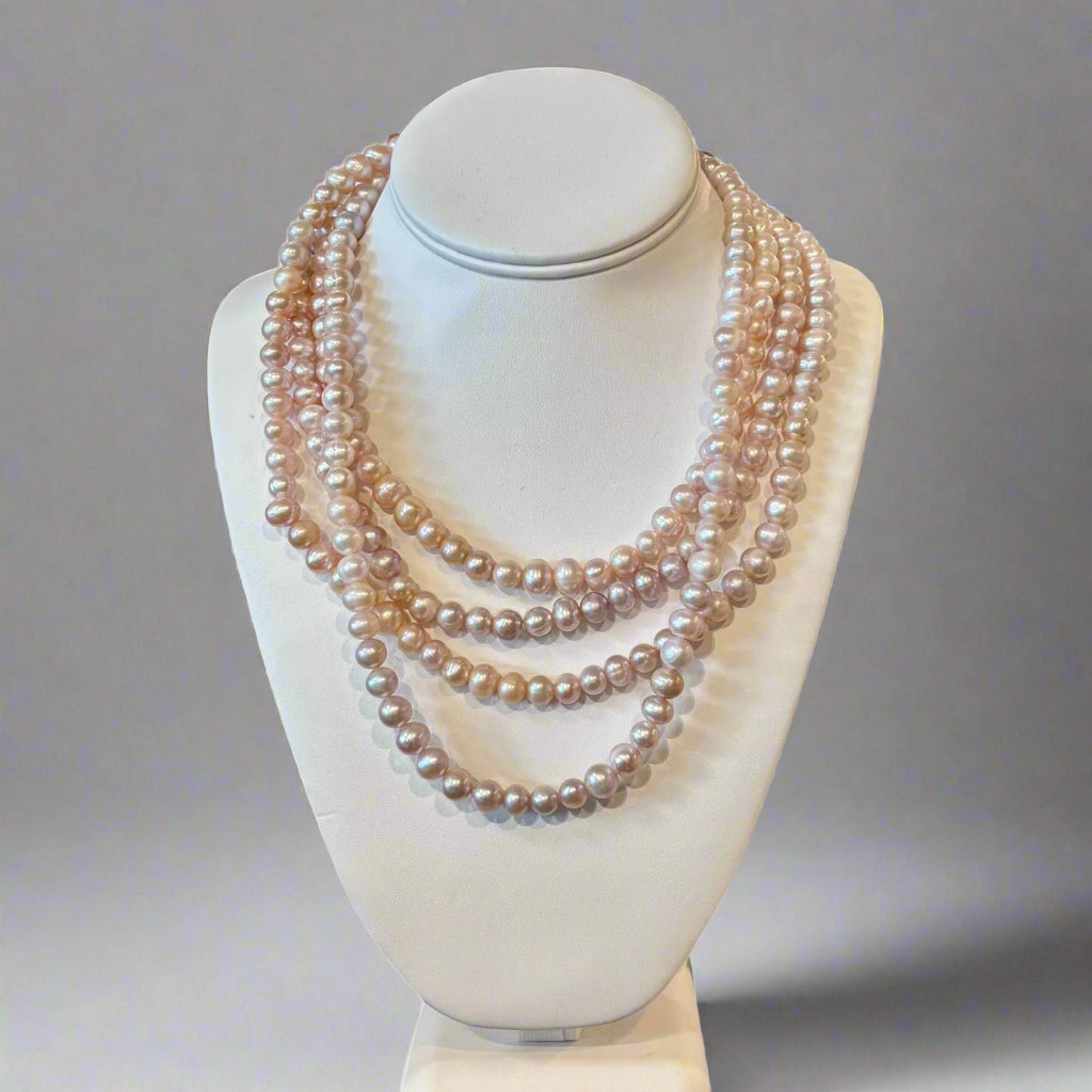 PINK PEARL LONG STRAND NECKlace