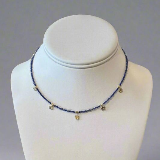 QUARTZ/ONYX/AQUAM SS CHARM NECK