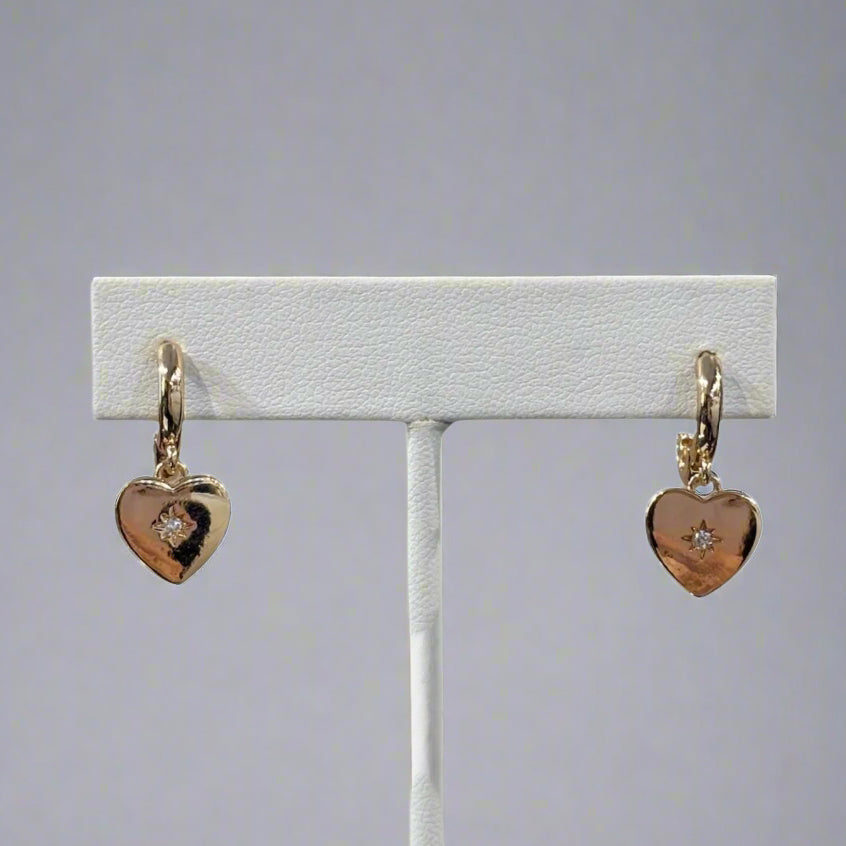 HEART HOOPS WITH CZ STONE