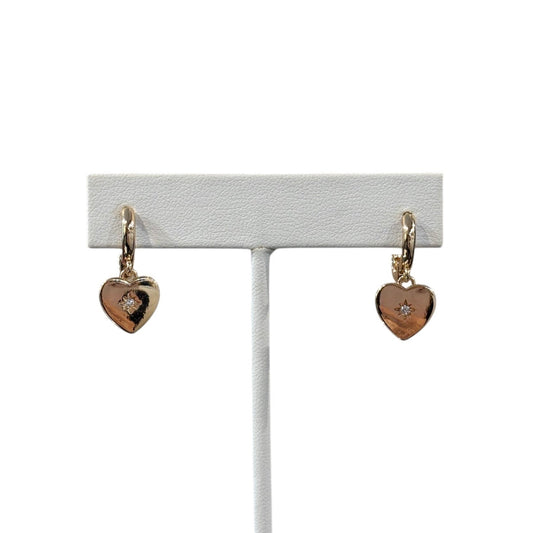 HEART EARR W STONE ON A HOOP