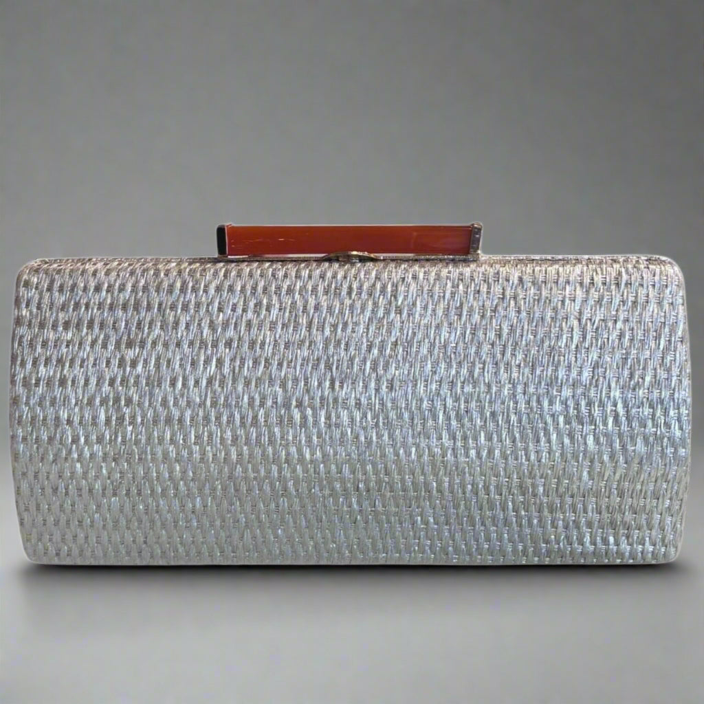 STRAW WOVEN SILVER BAG
