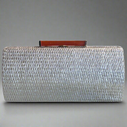 STRAW WOVEN SILVER BAG