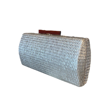 STRAW WOVEN SILVER BAG