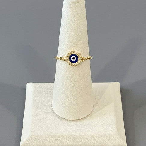EVIL EYE ADJUSTABLE CHAIN RING