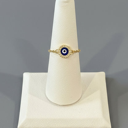 EVIL EYE ADJUSTABLE CHAIN RING