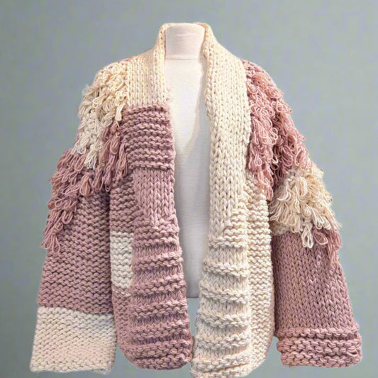 CHUNKY TWO TONE STRING CARDIGAN