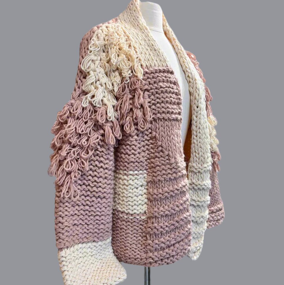 CHUNKY TWO TONE STRING CARDIGAN