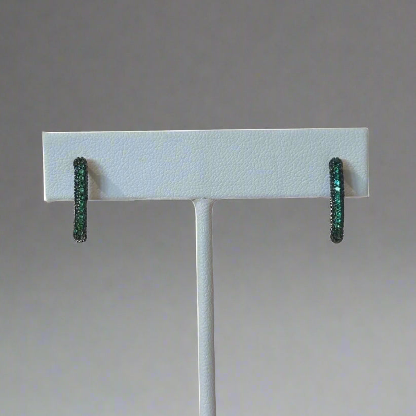 SQUARE PAVE HOOP EARRING