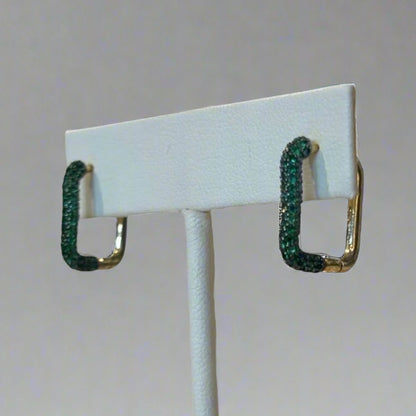 SQUARE PAVE HOOP EARRING