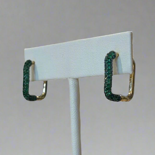 SQUARE PAVE HOOP EARRING