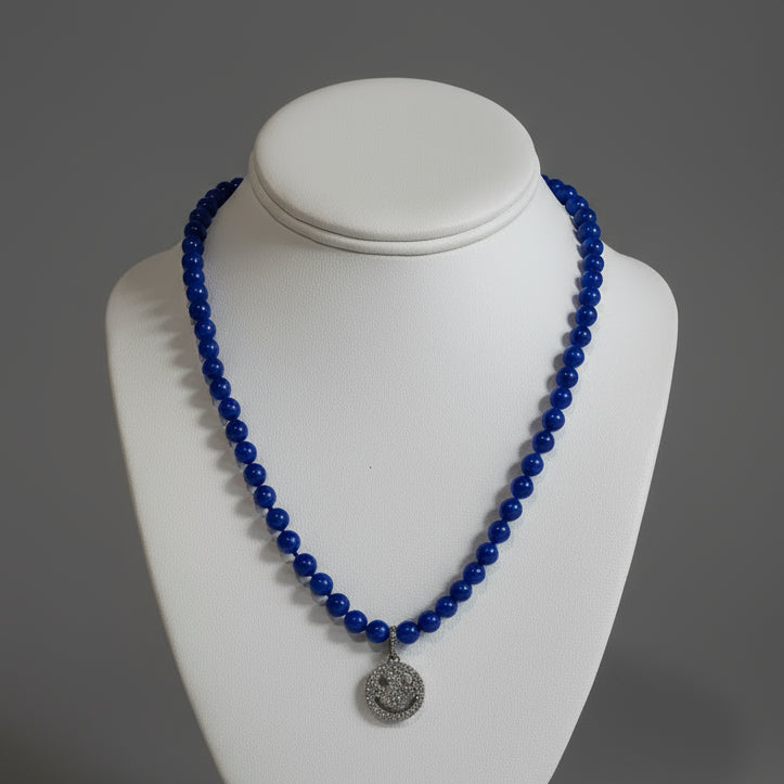 DIA STERLING JADE BEAD NECKLACE