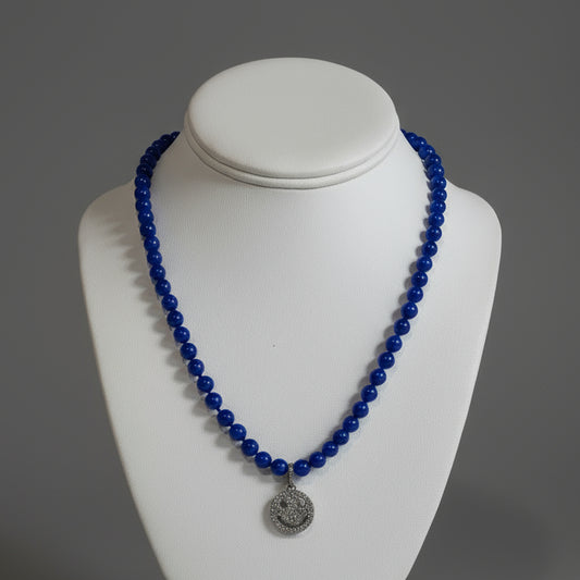 DIA STERLING JADE BEAD NECKLACE