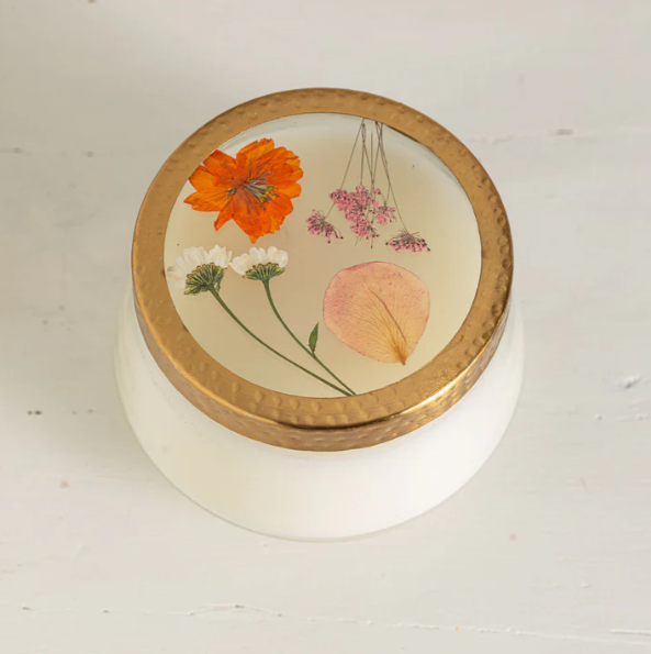 LARGE PRESSED FLOWER CANDLE