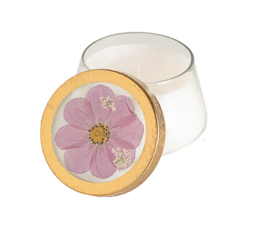 COASTAL VANILLA PRESSED FLORAL CANDLE MEDIUM