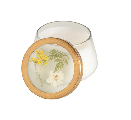 HONEY TOBACCO PRESSED FLORAL CANDLE MEDIUM