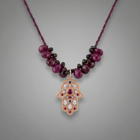RUBY GARNET CZ STONE NECKLACE
