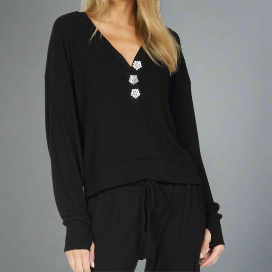 HANES HENLEY W CRYSTAL BUTTONS