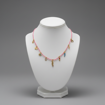 ROPE AND ENAMEL CHARM NECKLACE