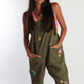 GROOVY LINEN OVERALLS - OLIVE OS