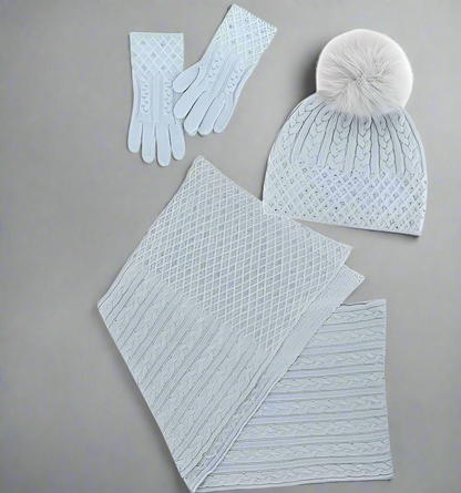 CABLE KNIT SPARKLE HAT W/ CRYSTALS