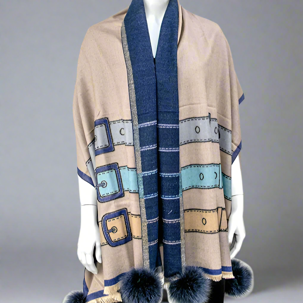 WOVEN WIDE SCARF WITH BELT DESIGN