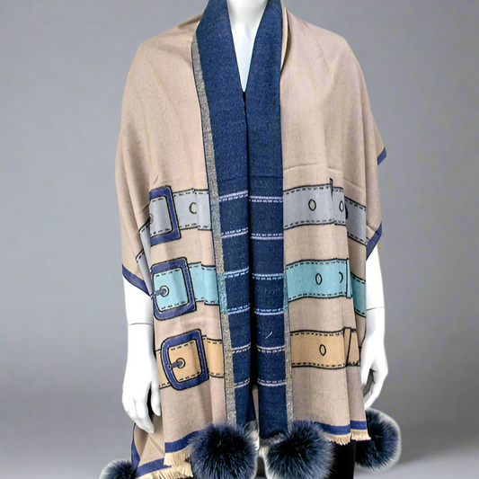 WOVEN WIDE SCARF WITH BELT DESIGN