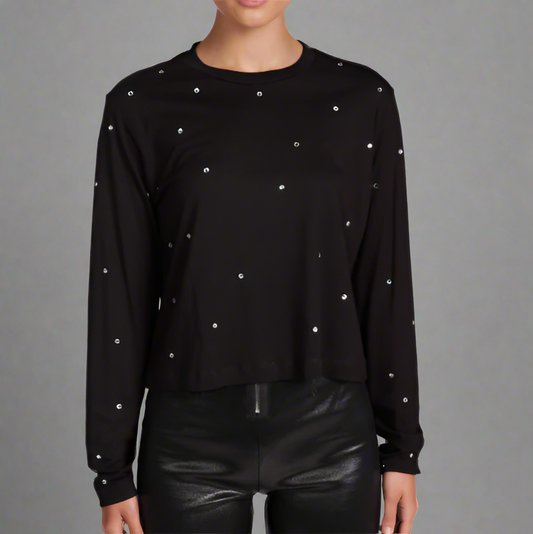 BANJI CROP TEE W/CRYSTALS