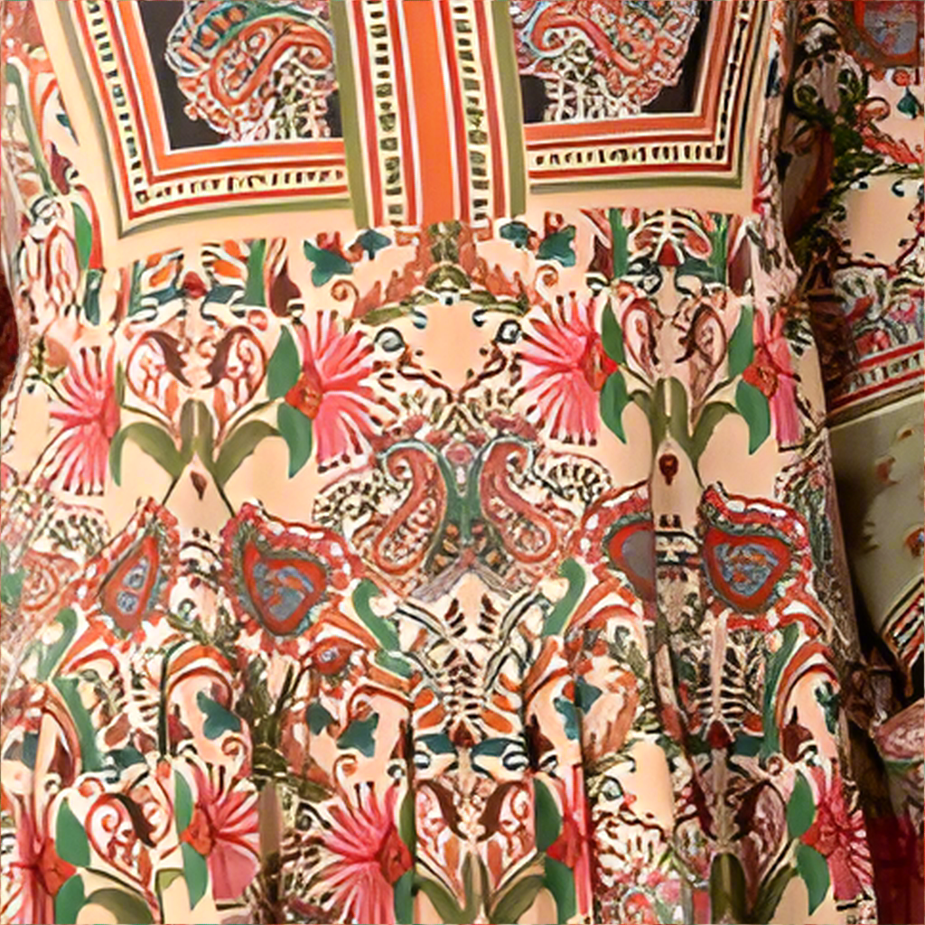 PEACH L/S TIERED DRESS