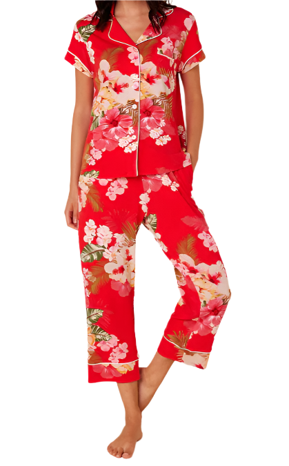 RED FLORAL CAPRI PJS