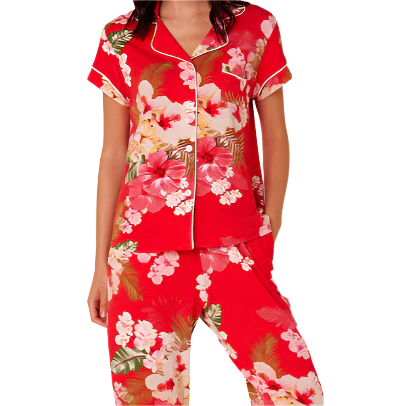 RED FLORAL CAPRI PJS