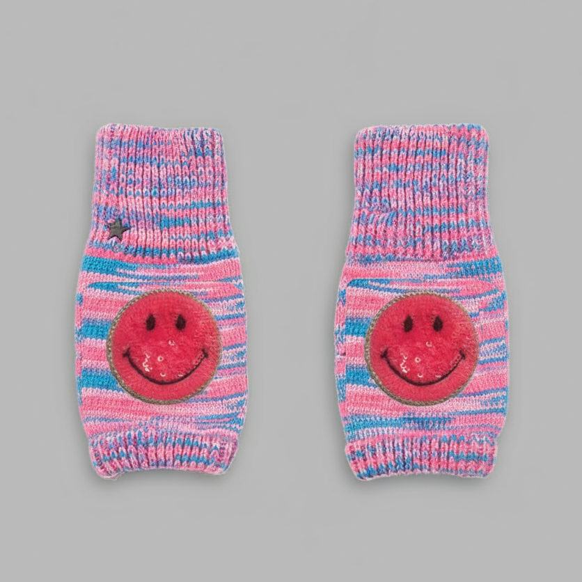 SMILEY KNIT MITTENS