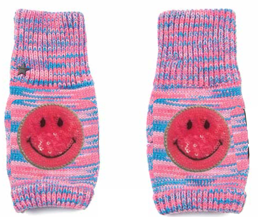 SMILEY KNIT MITTENS