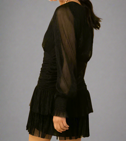 ELLIE LUREX CRINKLE MESH DRESS