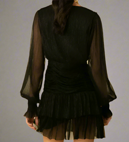 ELLIE LUREX CRINKLE MESH DRESS