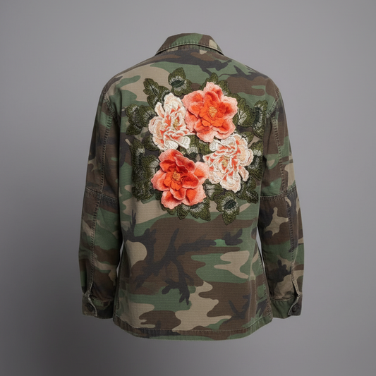ORANGE APPLIQUE CAMO JACKET