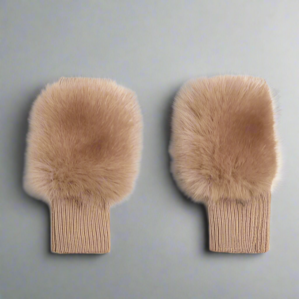 FAUX FOX KNIT MITTENS