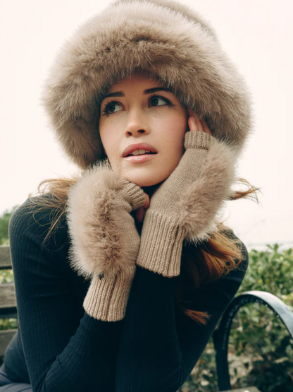 FAUX FOX KNIT MITTENS