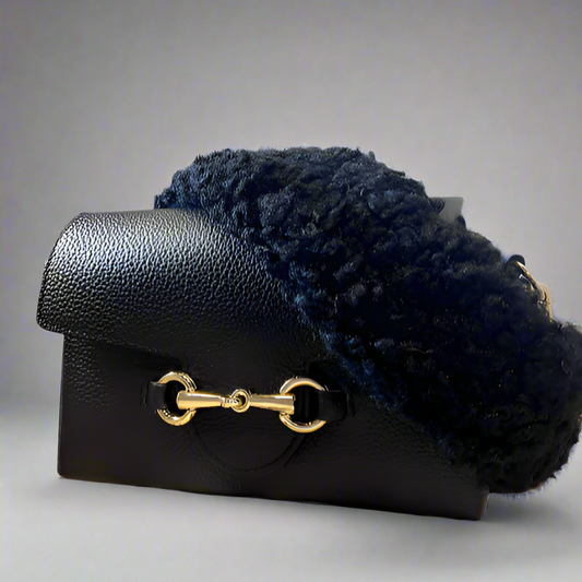 MINOU LEATHER/SHERPA CROSSBODY BAG