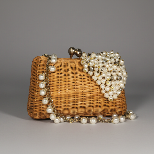 CHARLOTTE PEARL STRAW CLUTCH