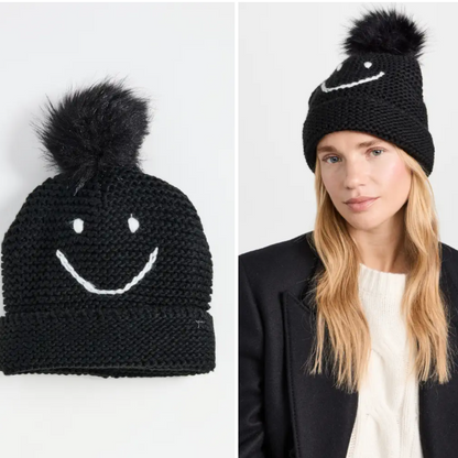 WAFFLE KNIT SMILE HAT