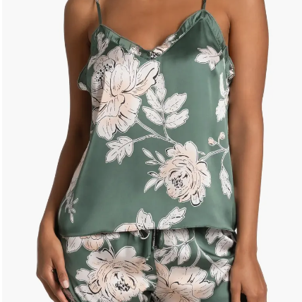 FIJI FLORAL RUFFLE TRIM SATIN SHORT PJS