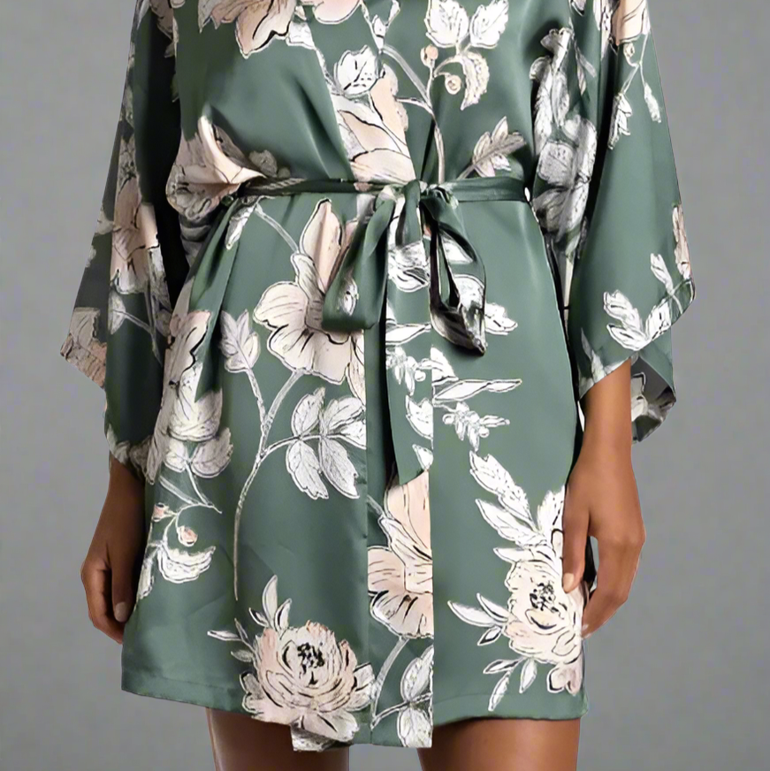FIJI FLORAL SATIN ROBE