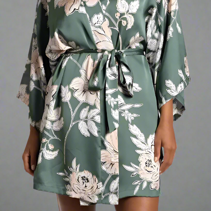 FIJI FLORAL SATIN ROBE