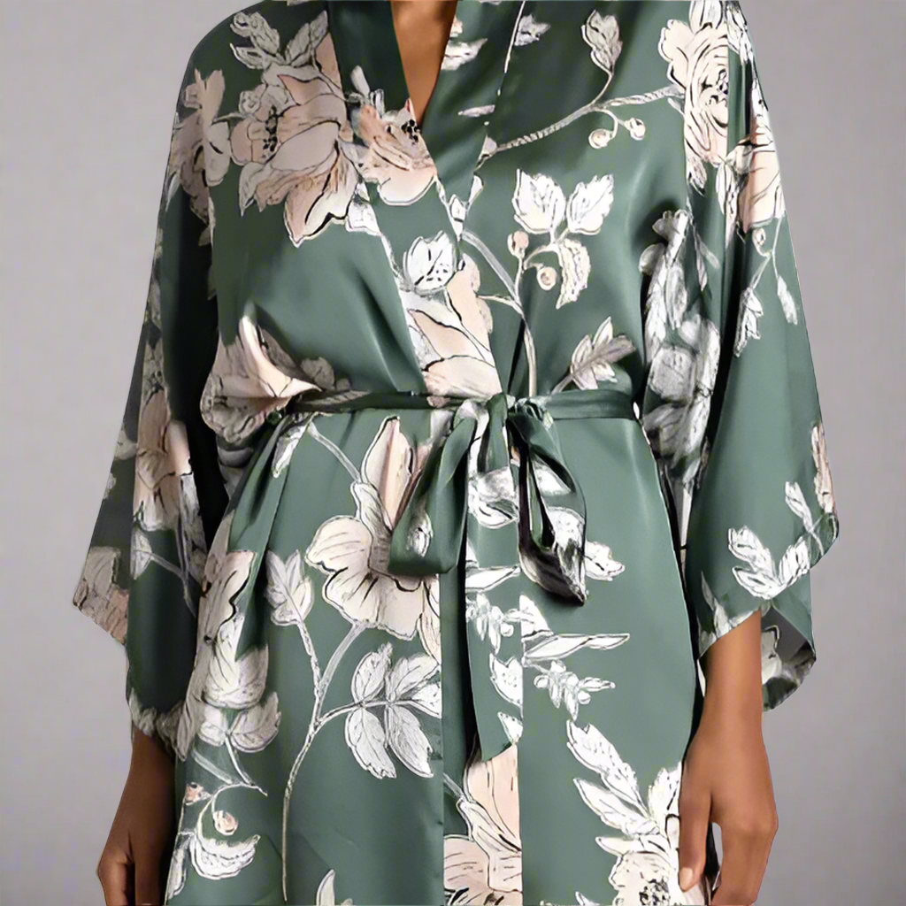 FIJI FLORAL SATIN ROBE